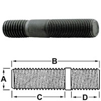 (image for) Screw In Wheel Stud 9/16 X 3'' Fine/Coarse Dexter/Redneck #25-11