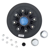 (image for) Trailer Hub/Drum Assembly 8 Bolt On 6.5" #42 Spindle 2 1/4" Seal 9/16" Studs Pre-Greased Boxed 5.2k-7k Axke Trailer Parts Pro #HD42866BX-916