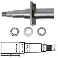 (image for) Trailer #84 Ez-Lube Axle Spindle 1 3/4" Round With Nut Washer Brake Flange & Cotter Pin Dexter/Redneck #R20384EZ