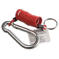 (image for) 4' Zip Coiled Trailer Breakaway Cable With Split Ring and Carabiner Clip Dexter/Redneck #80-01-2140
