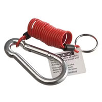 (image for) Trailer Zip Coiled Breakaway Cable With Split Ring and Carabiner Clip 6' Dexter/Redneck #80-01-2160