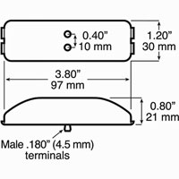 (image for) Trailer Marker Clearance Light Only Incandescent Red 3.91" Rectangular 1 Bulb Thinline Standard Dexter/Redneck #154R