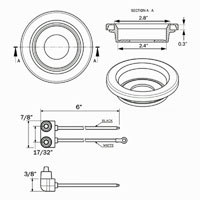 (image for) Trailer Light Flush Mount Grommet & Pigtail 2-1/2" Round Dexter/Redneck #A-55GK