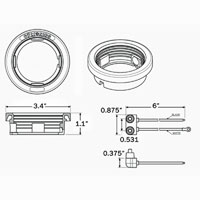 (image for) Trailer Light Recess Mount Grommet & Pigtail 2-1/2" Round Dexter/Redneck #A-57GK