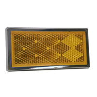 (image for) Trailer Reflector Amber 3.44" Rectangular With Chrome Bezel And Adhesive Back Dexter/Redneck #B484A