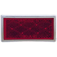 (image for) Trailer Red 3.44" Rectangular Reflector Red 3.44" Rectangular With Chrome Bezel And Adhesive Back Dezter/Redneck #B484R