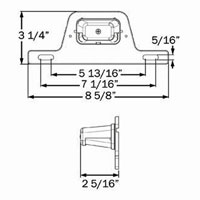 (image for) Trailer License Plate Light With ABS Bracket LED 2.87" Rectangular 5 Diode Clear Dexter/Redneck #LPL-55CB