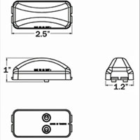 (image for) Trailer Marker Clearance Light Kit LED 2.875" Rectangular Mini Thinline 1 Diode Amber Dexter/Redneck #LT02-220