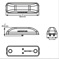 (image for) Trailer Marker Clearance Light Kit LED 4" Rectangle Thinline 2 Diode Red Fleet Dexter/Redneck #LT02-250