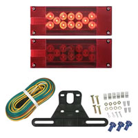 (image for) Marine Trailer Stop/Tail/Turn Light Kit LED 8: Rectangular 12 Diode Red Dexter/Redneck #LT08-105