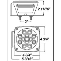 (image for) Trailer Stop/Tail/Turn Light Kit Incandescent 4.75" Square 2 Bulb Red Dexter/Redneck #LT08-115