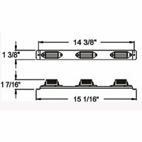 (image for) Trailer Identification Light Bar Incandescent 15.125" Red 3 Bulb Dexter/Redneck #MC-99RB