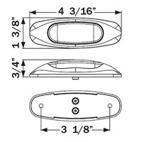 (image for) Trailer Marker Clearance Light With Trim 3" Oval 3 Diode Red Dexter/Redneck #MCL-17RB