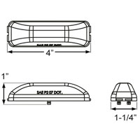 (image for) Trailer Marker Clearance Light Kit LED 4" Rectangular Thinline 2 Bulb Red Fleet Count Dexter/Redneck #MCL-61RBK