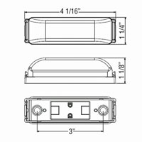 (image for) Trailer Marker Clearance Light LED 4" Rectangular Thinline Red Micro-Flex Dexter/Redneck #MCL-63CRB