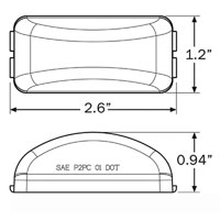 (image for) Trailer Marker Clearance Light Kit LED 2.5" Rectangular 3 Diode Red Dexter/Redneck #MCL-96RB