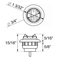 (image for) Trailer Marker Clearance Light Kit LED 3/4" Round 1 Bulb Red Standard