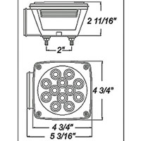 (image for) Trailer Stop/Turn/Tail Light Incandescent 4.75" Square 1 Bulb Standard Left Hand Red Dexter/Redneck #ST-9RB