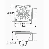(image for) Trailer Stop/Turn/Tail Light Only LED 4.75: Square 18 Diode Red Standard Right Hand Dexter/Redneck #STL-2RB