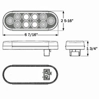 (image for) Trailer Park/Turn Light LED 6'' Oval Amber Standard Dexter/Redneck #STL-72AB