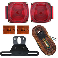 (image for) Trailer Light Kit Incandescent Stud Mount Red 20' Wire Harness Dexter/Redneck #TL-27BK