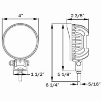 (image for) Trailer LED 4" Round Work Light Dexter/Redneck #TLL44FB
