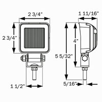 (image for) Tractor Square Work Light LED Flood Beam 3 Diode Dexter/Redneck #TLL52FB