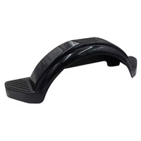 (image for) Trailer Single Axle Trailer Fender 9.09" X 28" Poly With Skirt And Step Black Dexter/Redneck #PF9X28B