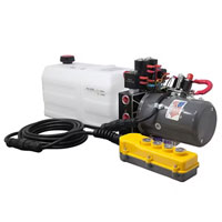 (image for) Trailer Powerhoist 12V KTI Hydraulic Double Acting Pump 6 QT 4 Button Dual/Double Dexter/Redneck #DC-4586