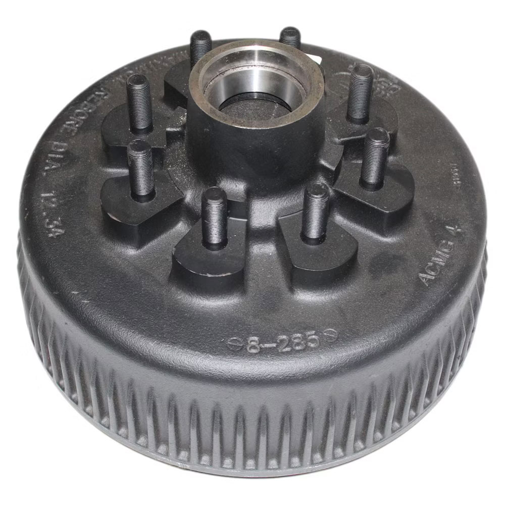 (image for) Trailer Non-ABS Hub/Drum With Races & Studs 8 Bolt On 6 1/2" 12 1/4" X 3.3/8" Drum 5/8" Studs Cone or Flange Nuts 8K Axle Dexter #8-285-8