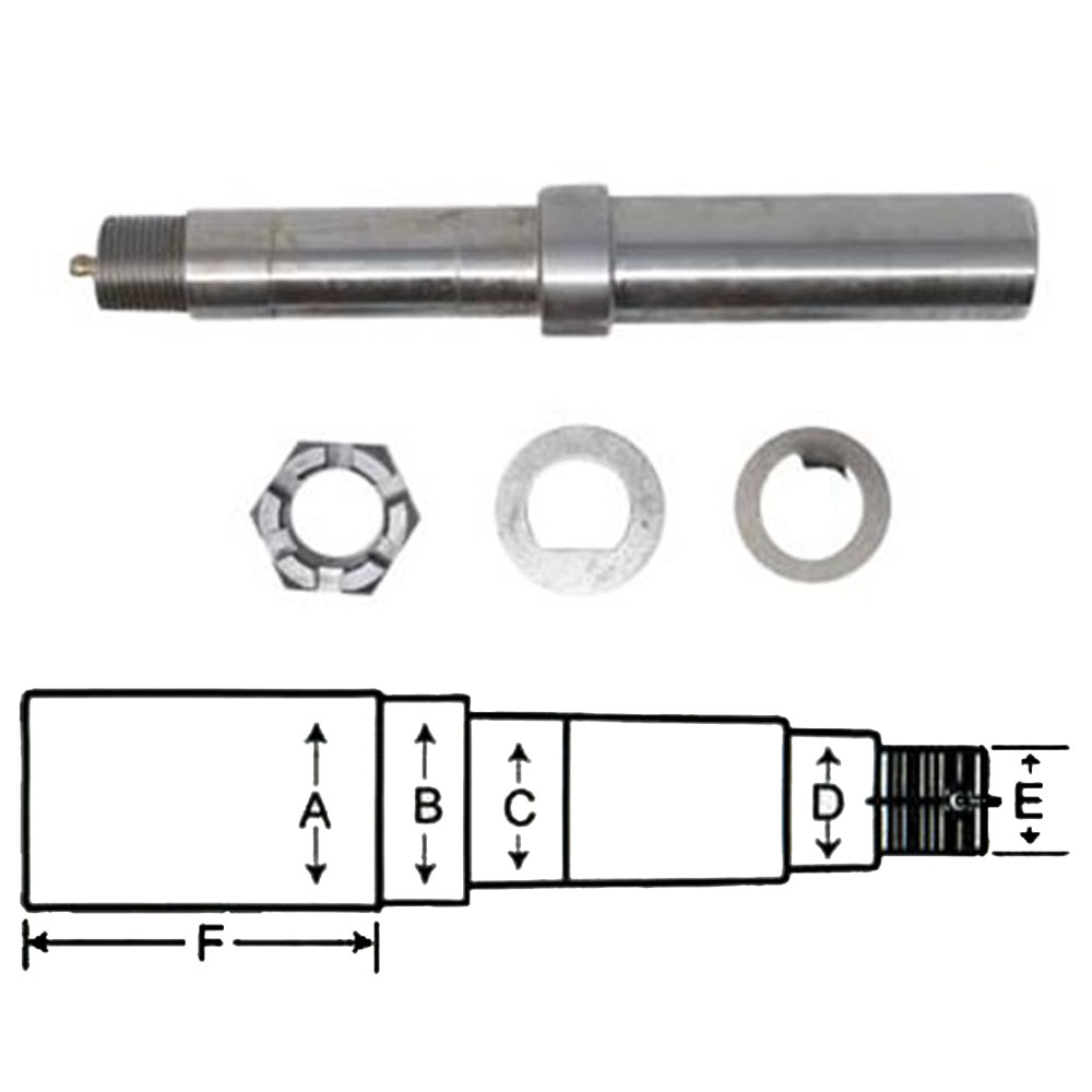 (image for) Trailer BTR Ez-Lube Axle Spindle 1.25: Round With Nut Washer & Cotter Pin Dexter/Redneck #R104BTREZ