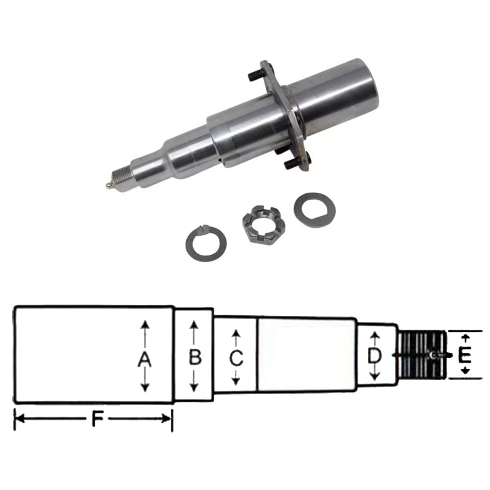 (image for) Trailer #42 Ez-Lube Axle Spindle 2.25" Round With Nut Washer Brake Flange And Cotter Pin Dexter/Redneck #R50342EZ