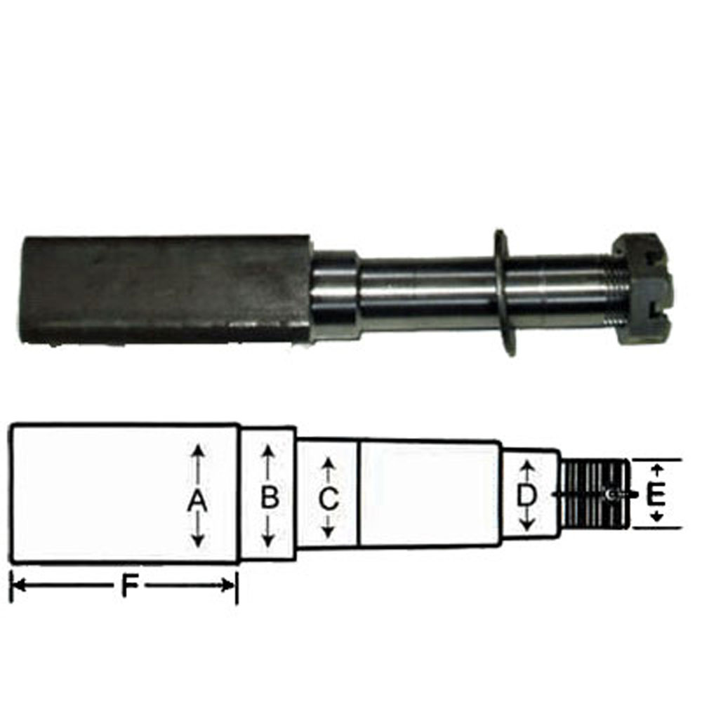 (image for) Trailer BT8 Axle Spindle 1.50" Square With Nut Washer & Cotter Pin Dexter/Redneck #SP204BT8