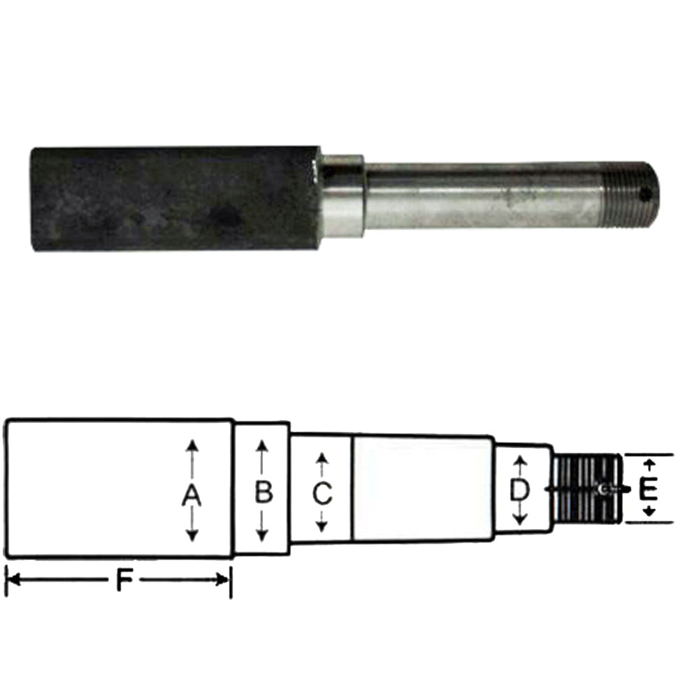 (image for) Trailer BT8 Axle Spindle Only 1.50" Square Dexter/Redneck #SP204BT8LNW