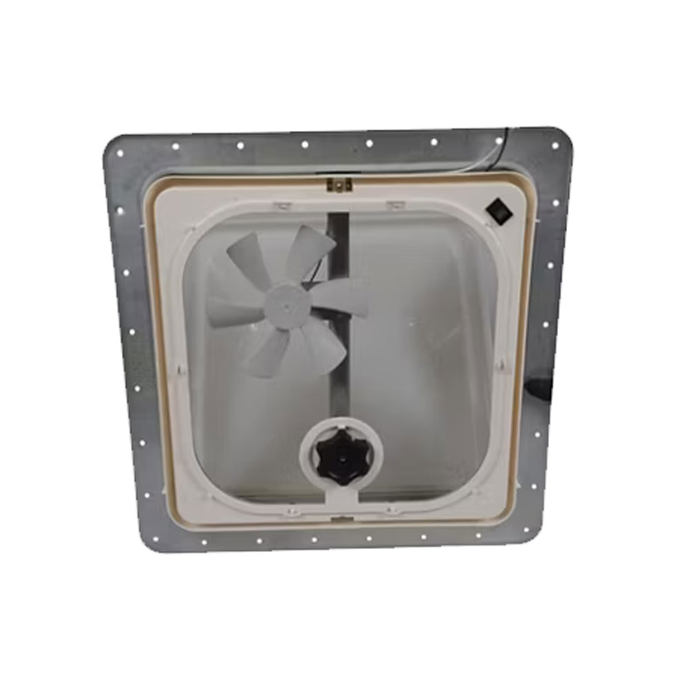 (image for) Trailer Dome Ventilator With Fan Crank Out Vent Replacement Top 14" X 14" Dexter/Redneck #M1659VEN-12V