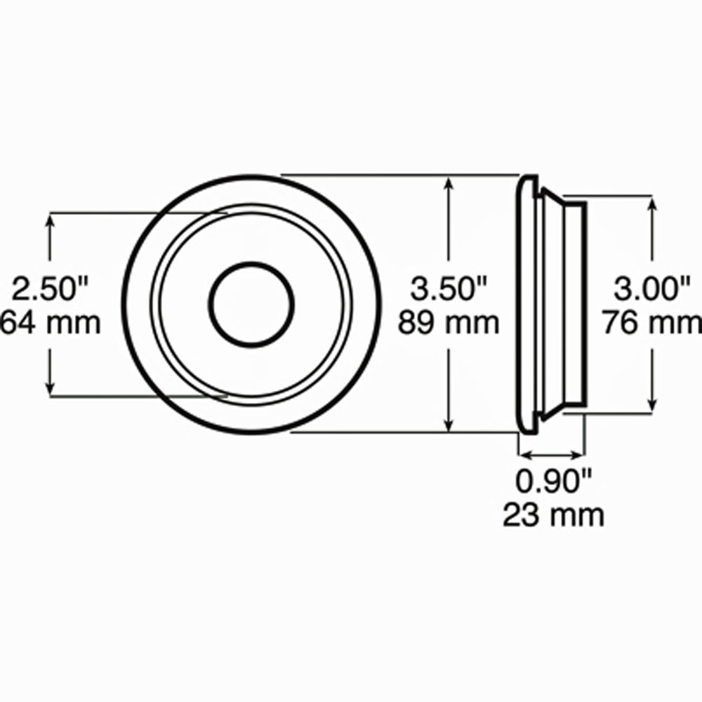 (image for) Trailer Light Flush Mount Grommet & Pigtail 2-1/2" Round Dexter/Redneck #142-18K