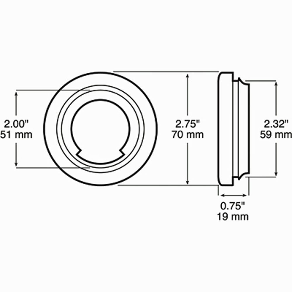 (image for) Trailer Light Flush Mount Grommet & Pigtail 2" Dexter/Redneck #146-18K