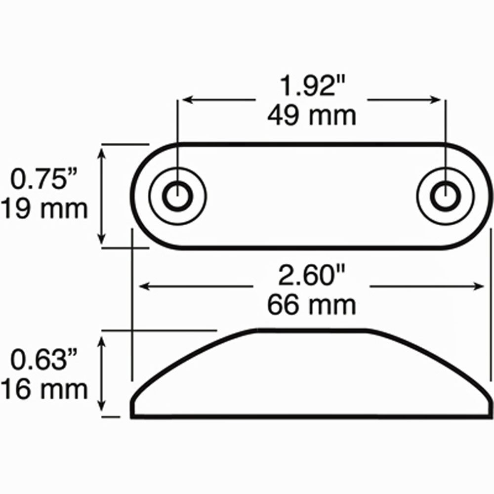(image for) Trailer Marker Clearance Light 2.6" Incandescent Rectangular Red Dexter/Redneck #168R