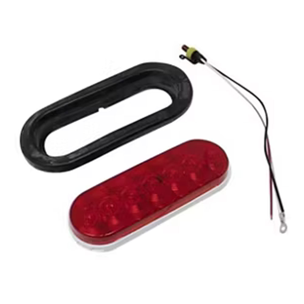 (image for) Trailer Stop/Turn/Tail Light Kit LED 6'' Oval 7 Bulb Red Lumenx Dexter/Redneck #820R-7K