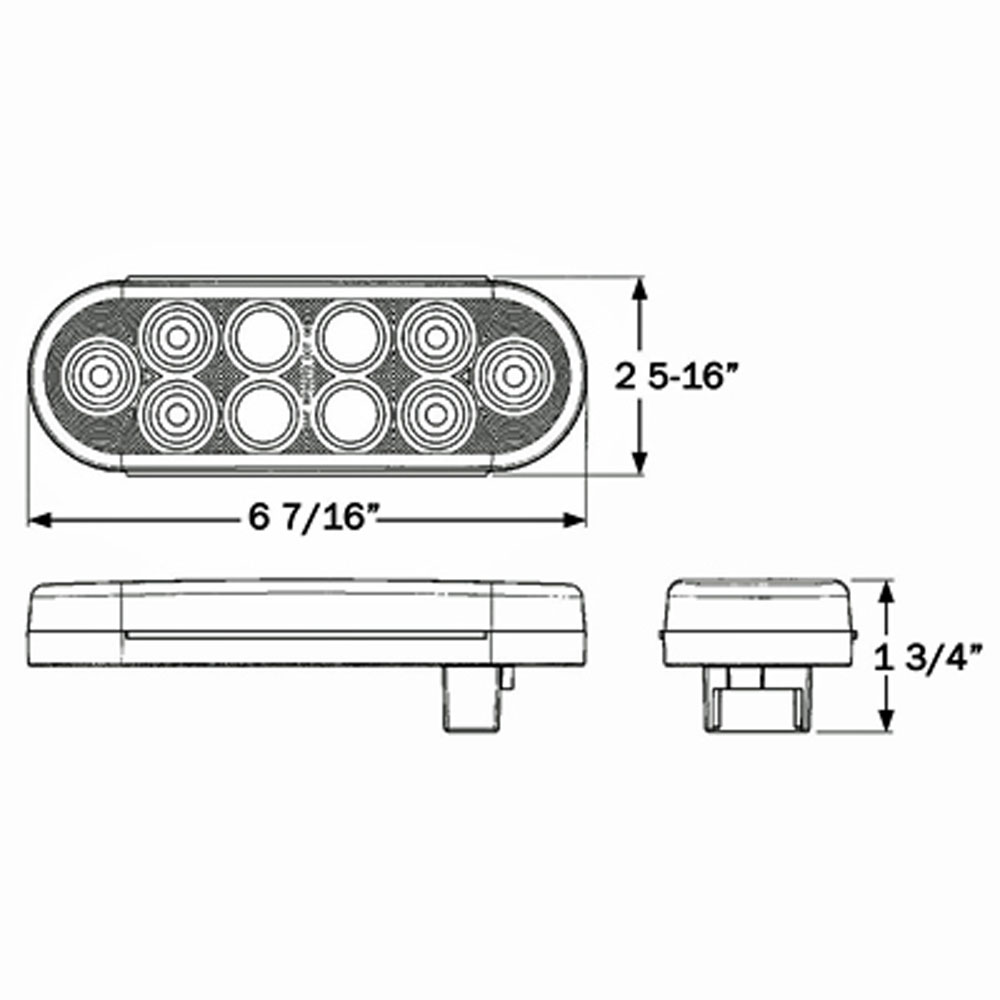 (image for) Trailer Utility Light Kit LED 6" Oval Standard Dexter/Redneck #BUL-72CBK