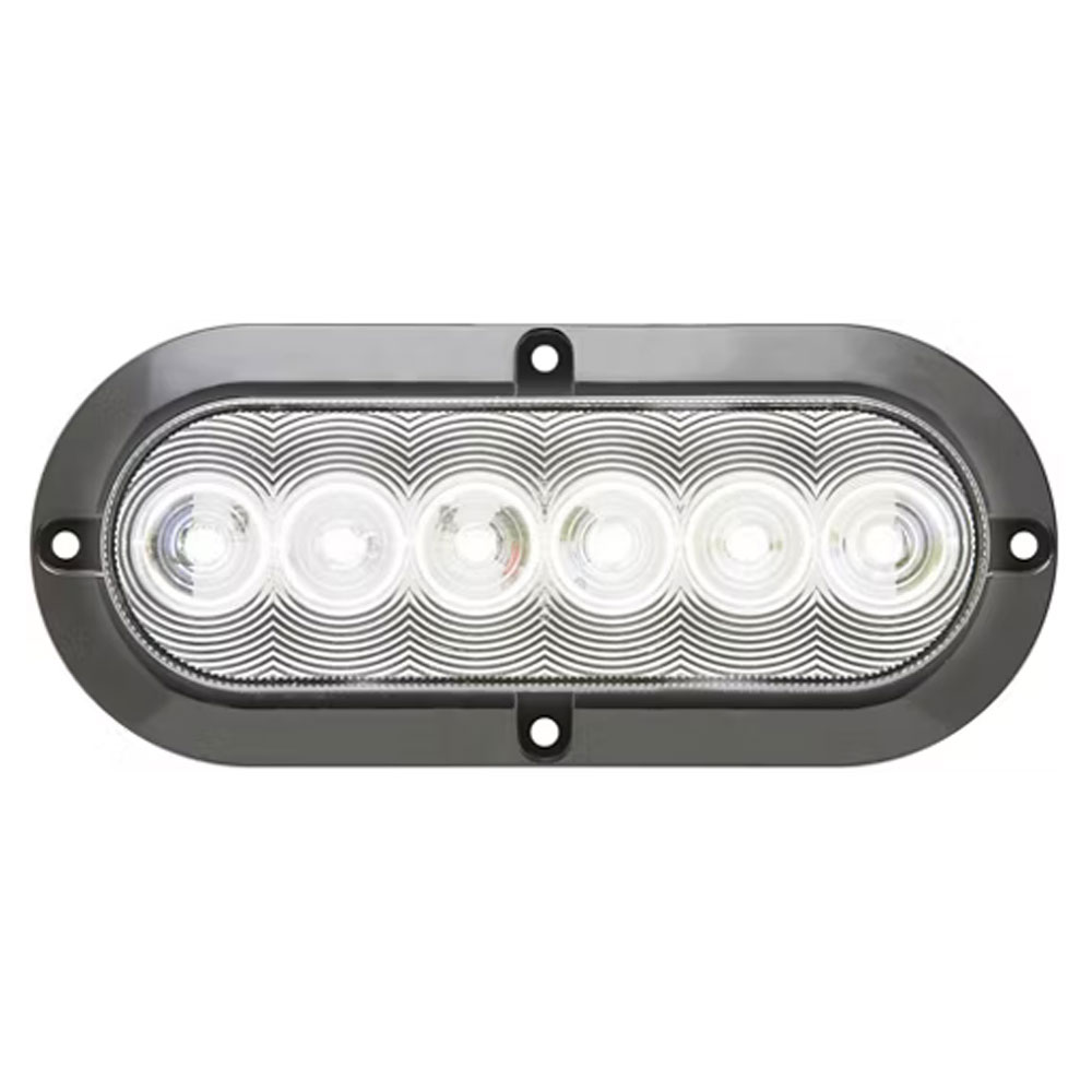 (image for) Trailer Back Up Light LED 6" Oval 6 Diode Flange Mount DOT Compliant Clear Fleet Dexter/Redneck #BUL12CFB