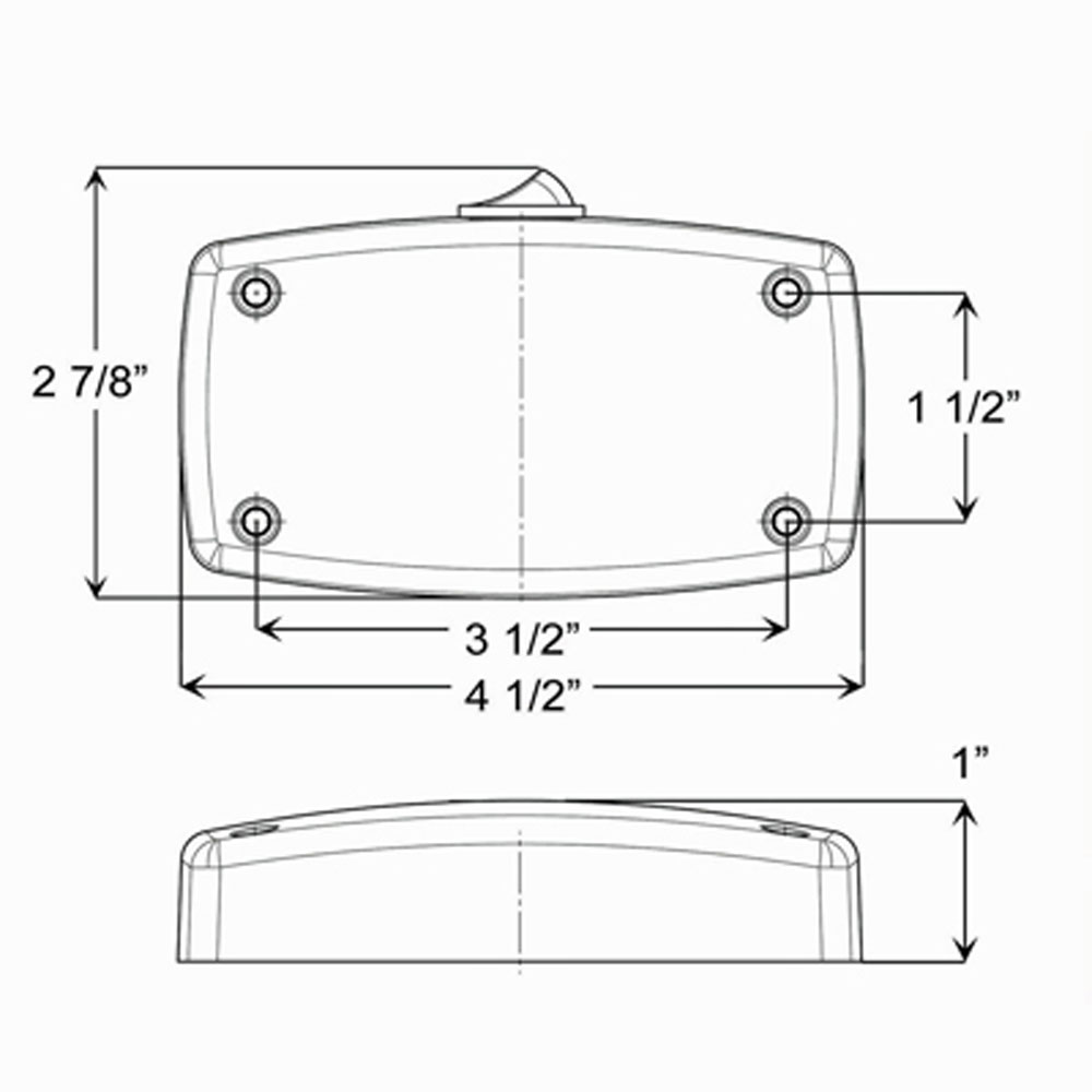 (image for) Trailer Dome Interior Auxiliary Light LED 4.5" Rectangular 18 Diode Clear Opti-Brite Dexter/Redneck #ILL22CB