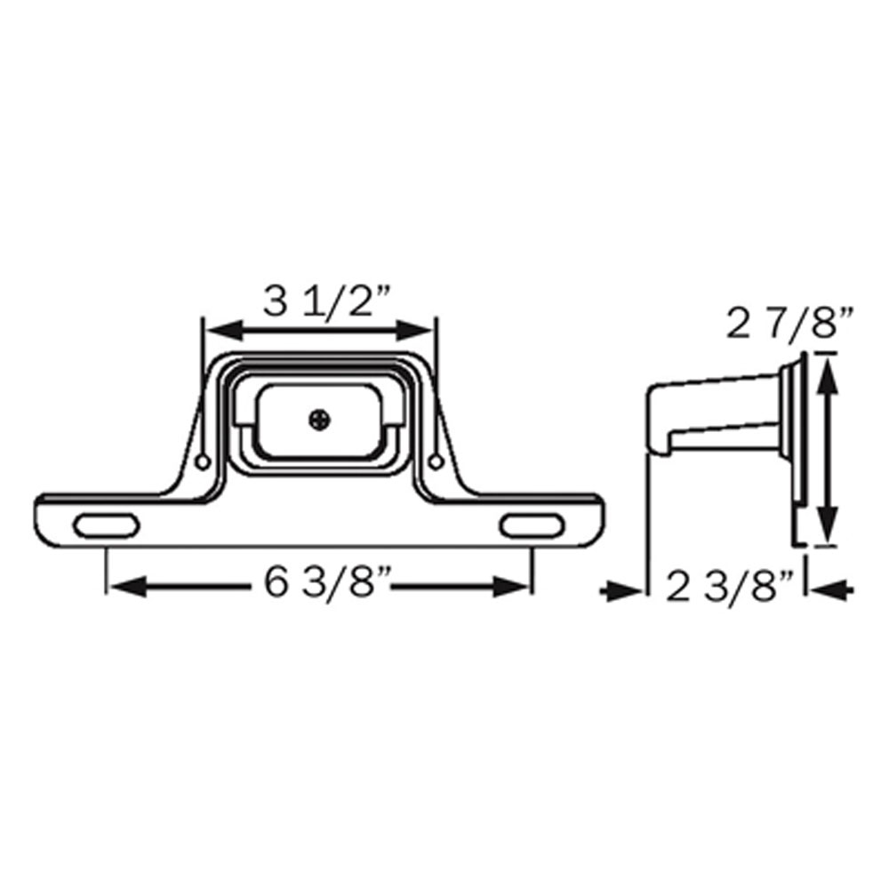 (image for) Trailer License Plate Light Incandescent 3.5" 1 Wire With Bracket Dexter/Redneck #LP-52CB