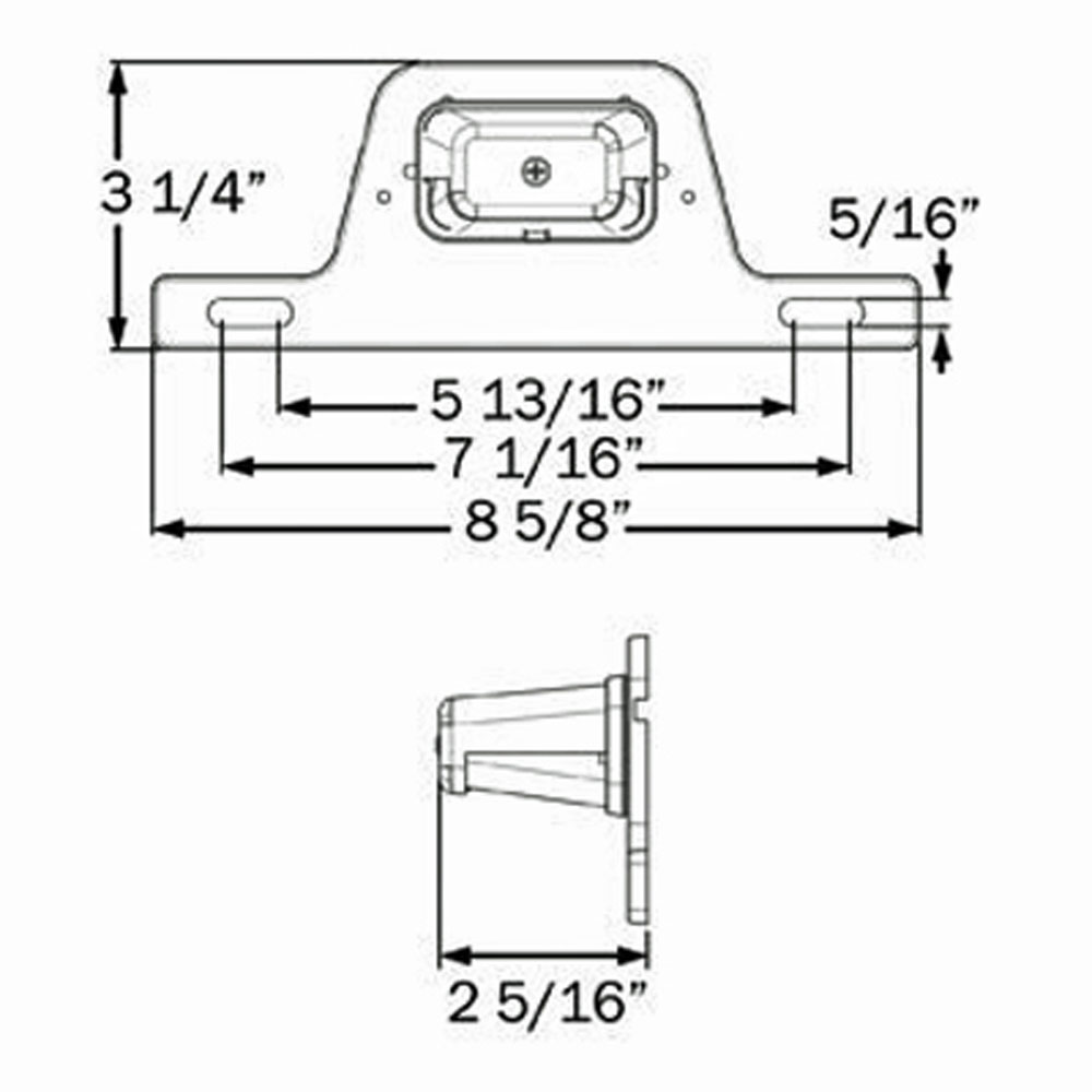 (image for) Trailer License Plate Light With ABS Bracket LED 2.87" Rectangular 5 Diode Clear Dexter/Redneck #LPL-55CB