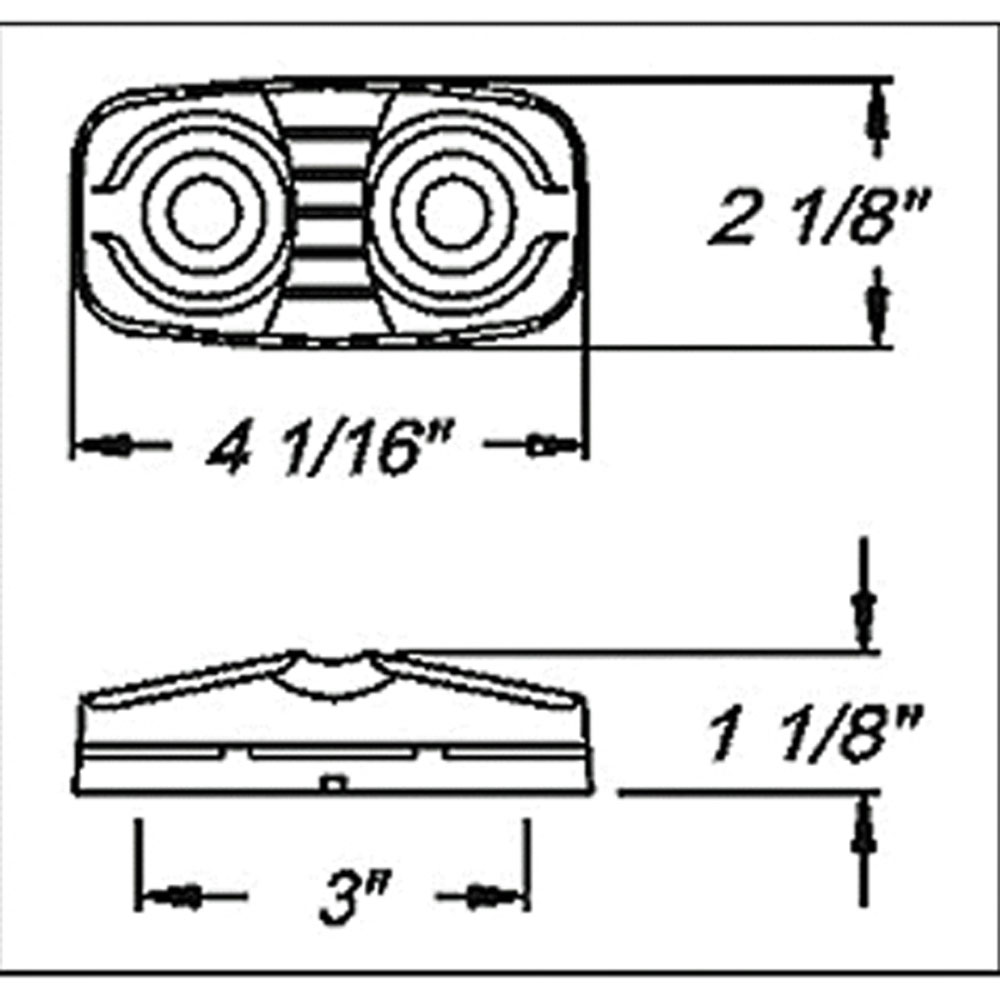 (image for) Trailer Marker Clearance Incandescent Light Only Oblong 2 Bulb Red Dexter/Redneck #LT01-210