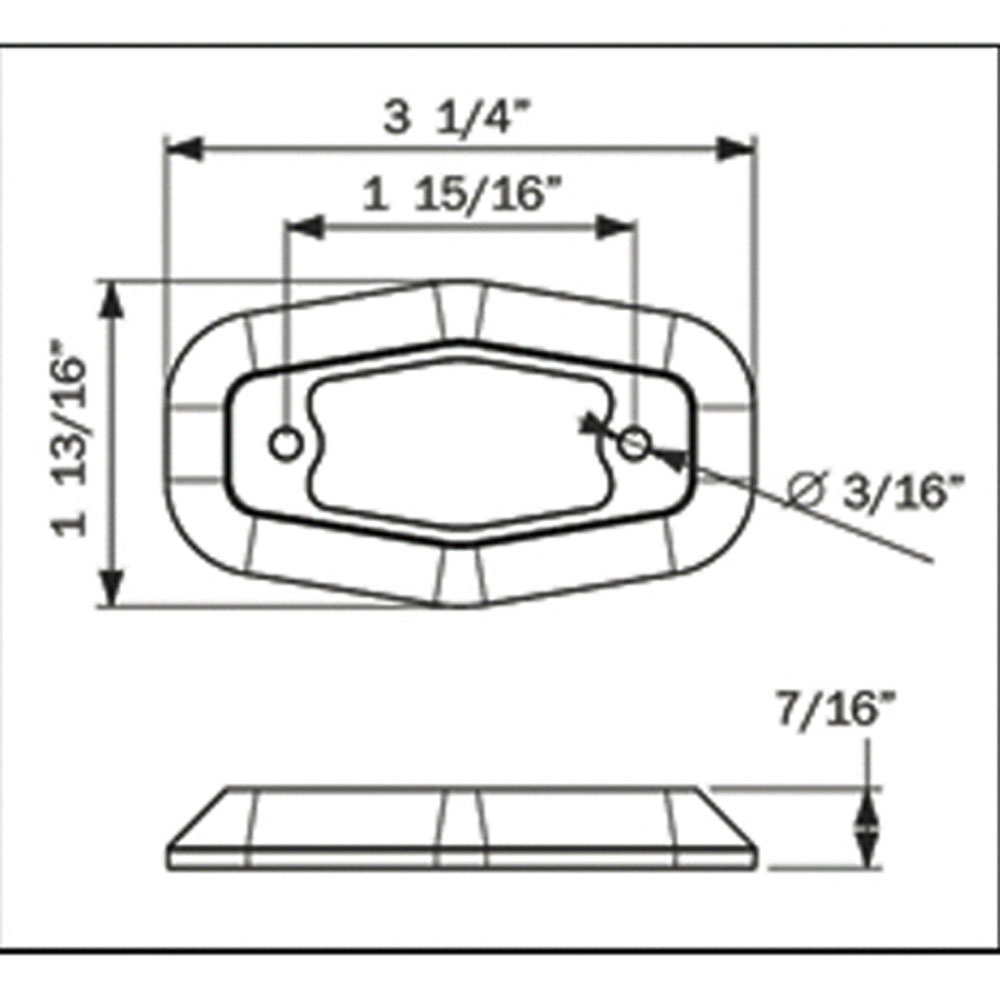 (image for) Trailer Marker Clearance Light Kit 2.5" Irregular Hexagon 2 Diode Amber Dexter/Redneck #LT02-200