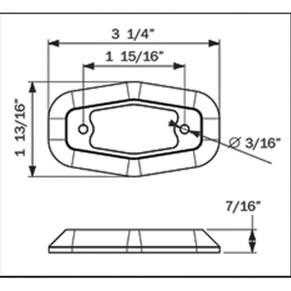 (image for) Trailer Marker Clearance Light Kit 2.5" Irregular Hexagon 2 Diode Red Dexter/Redneck #LT02-210