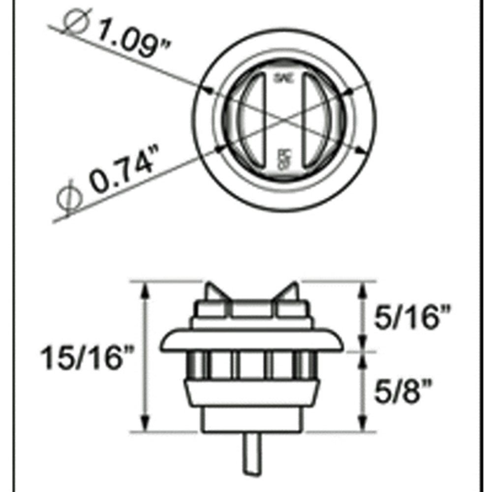 (image for) Trailer Marker Clearance Light Kit LED 3/4" Round 1 Diode Amber Dexter/Redneck #LT02-235