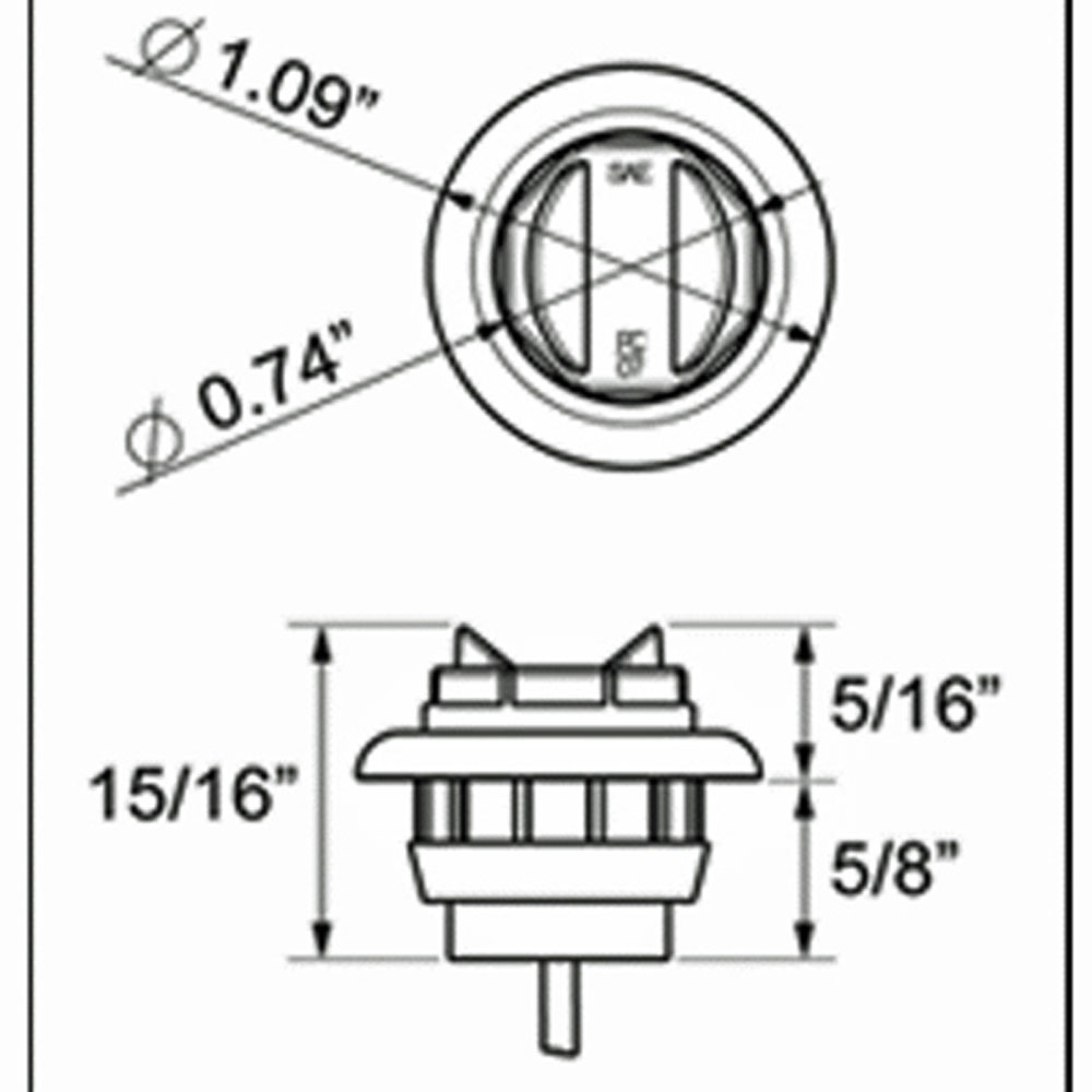 (image for) Trailer Marker Clearance Light Kit LED 3/4" Round 1 Diode Red Dexter/Redneck #LT02-240