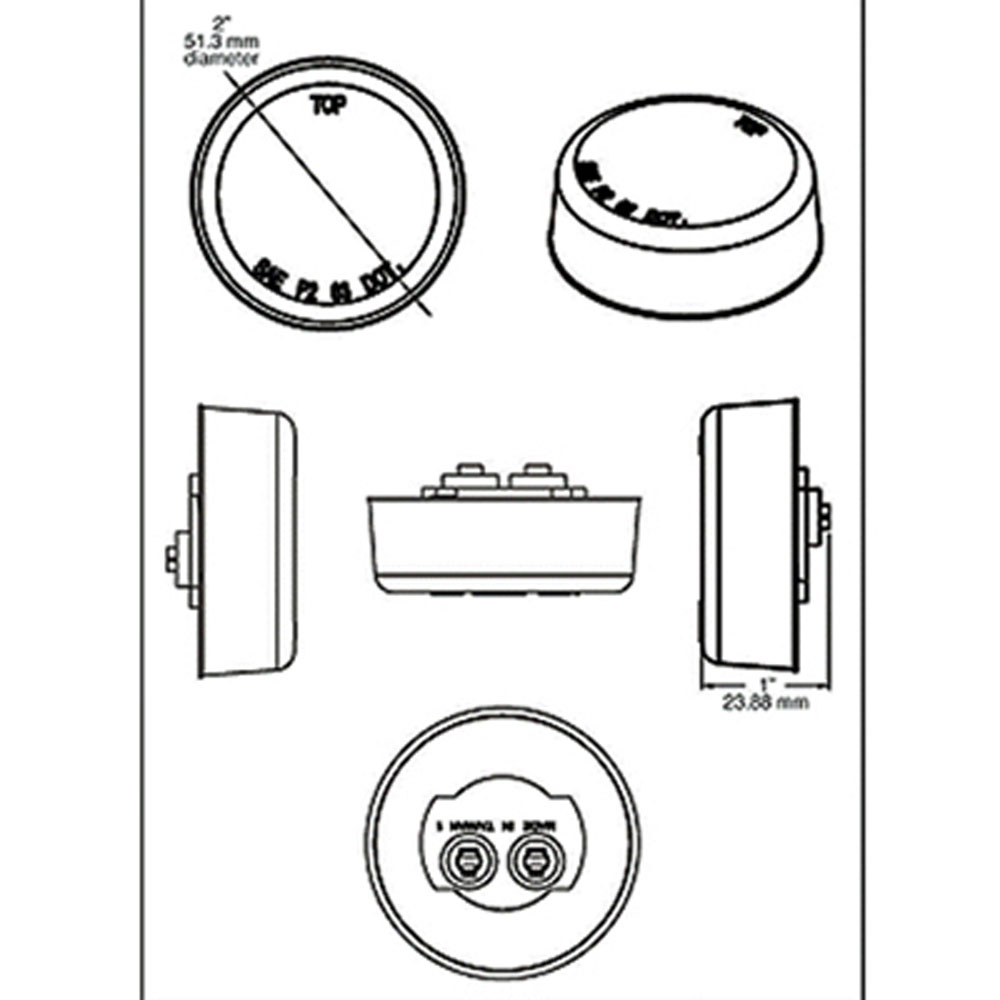 (image for) Trailer Marker Clearance Light Kit LED 2" Round Amber 1 Diode Dexter/Redneck #LT02-300